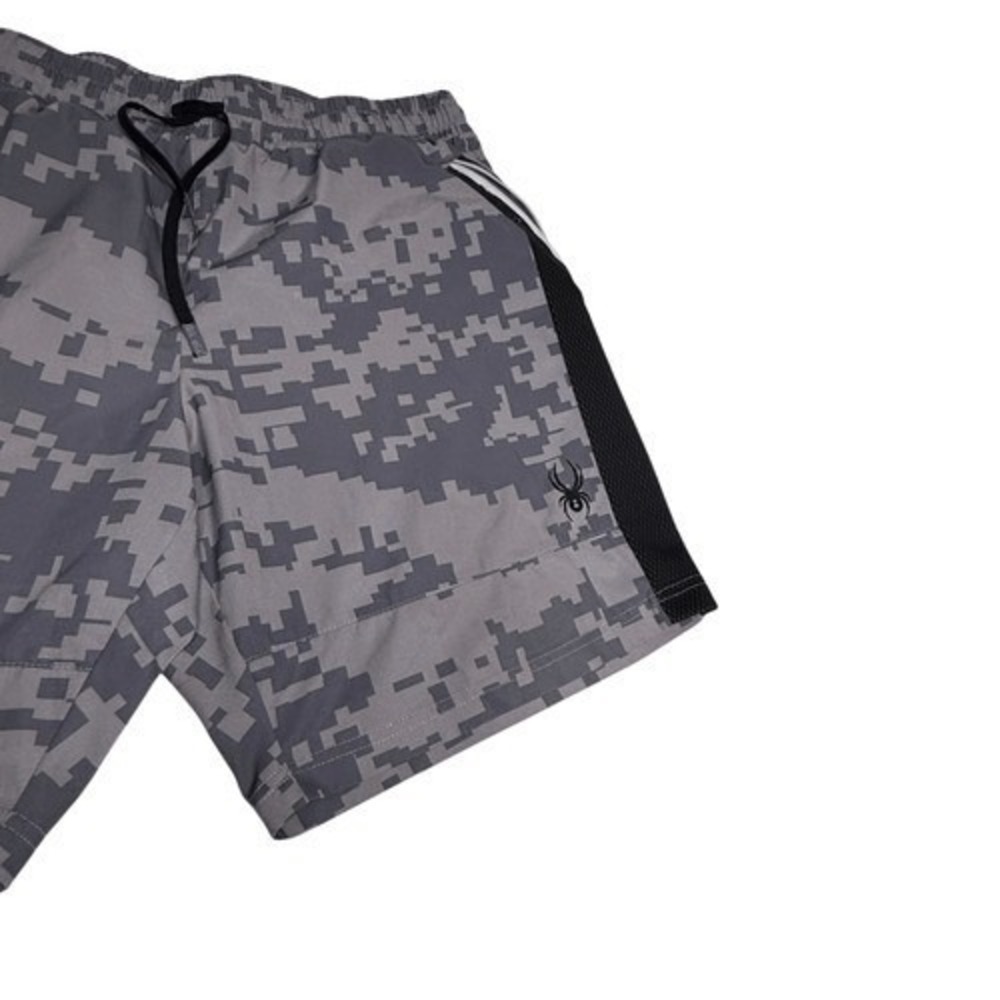 Spyder Active Mens Digital Camo Athletic Shorts Grey Black Mesh Size Medium - Picture 6 of 9